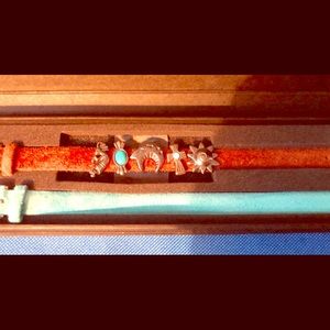 Two Suede Wristbands Five Changeable Charms .925